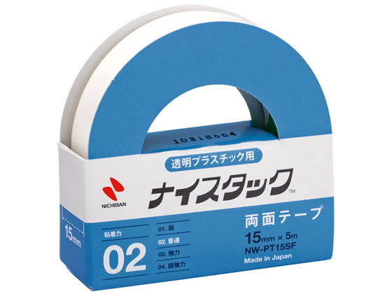 【直送品】ニチバン ナイスタック 透明プラスチック用 小巻 NW-PT15SF 1巻（ご注文単位1巻)