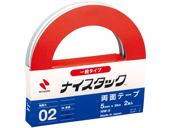>【直送品】ニチバン 再生紙両面テープ ナイスタック レギュラーサイズ 2巻 NW-5 1個（ご注文単位1個)