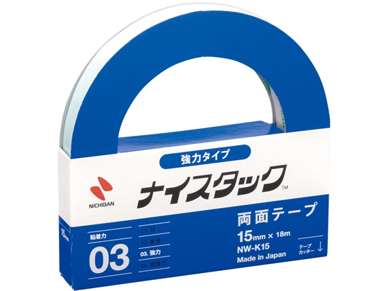 【直送品】ニチバン 両面テープ ナイスタック 強力 15mm×18m NW-K15 1巻（ご注文単位1巻)