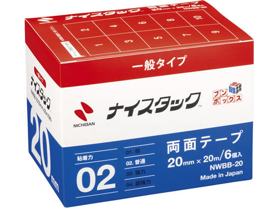 ニチバン 再生紙両面テープ ナイスタック ブンボックス 6巻 NWBB-20 1箱（ご注文単位1箱)【直送品】