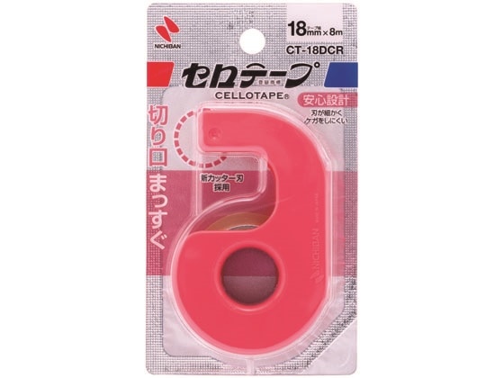 【直送品】ニチバン セロテープ小巻 カッター付 まっすぐ切れるタイプ レッド 1個（ご注文単位1個)