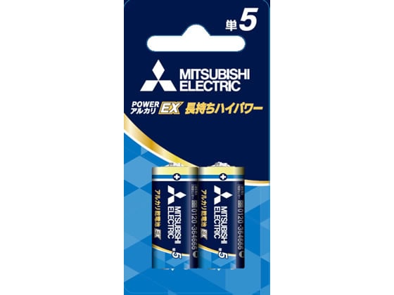 三菱電機 アルカリ乾電池 単5形 2本 LR1EXR 2BP 1パック（ご注文単位1パック)【直送品】