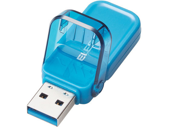エレコム フリップキャップ式USBメモリ 32GB ブルー MF-FCU3032GBU 1個（ご注文単位1個)【直送品】
