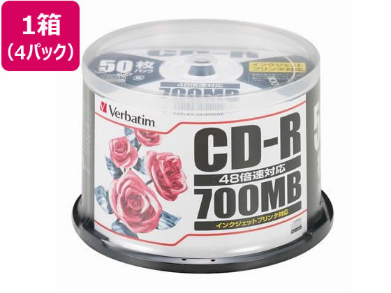 >バーベイタム CD-R700MBプリンタブル200枚 SR80PP50C 1箱（ご注文単位1箱)【直送品】