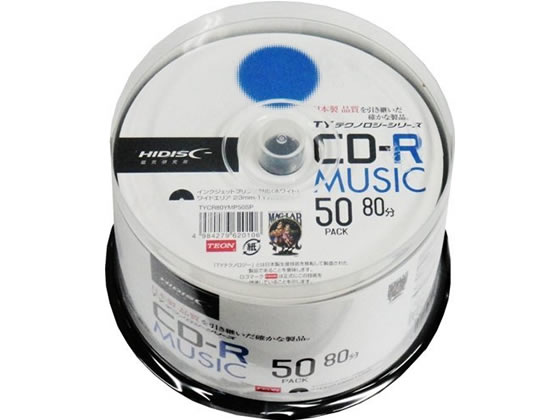 HIDISC TYシリーズCD-R音楽用 80分 40倍速 50枚 1パック（ご注文単位1パック)【直送品】