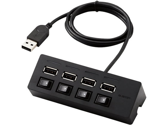エレコム 機能主義USBハブ スイッチ付き4ポート U2H-TZS428BBK 1個（ご注文単位1個)【直送品】
