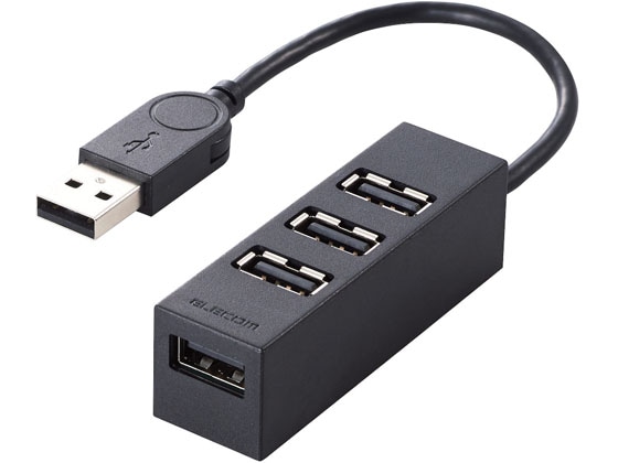 エレコム 機能主義USBハブ 短ケーブル4ポート 10cm U2H-TZ426BBK 1個（ご注文単位1個)【直送品】