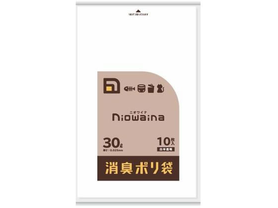 【直送品】日本サニパック ニオワイナ消臭袋 白半透明 30L 10枚 375545 1袋（ご注文単位1袋)