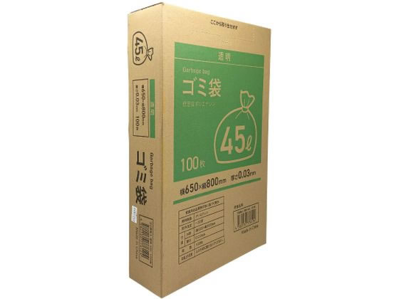 Forestway ゴミ袋(ティッシュBOXタイプ)透明 45L 100枚 1箱（ご注文単位1箱)【直送品】