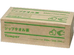 日本製紙クレシア ジップタオル 茶 250枚×15束 1ケース（ご注文単位1ケース)【直送品】