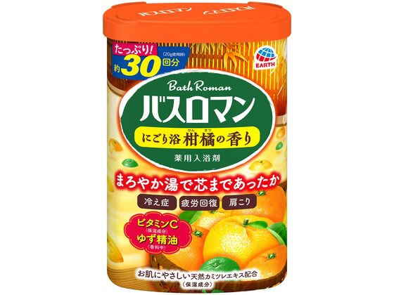 アース製薬 バスロマン にごり浴柑橘の香り 600g 1缶（ご注文単位1缶)【直送品】