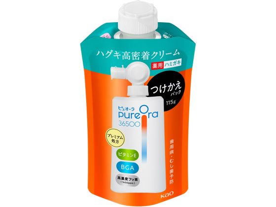 KAO ピュオーラ36500 薬用ハグキ高密着クリームハミガキ 付替115g 1個（ご注文単位1個)【直送品】