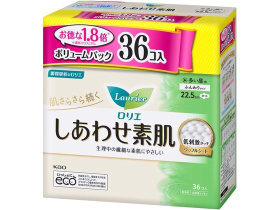 KAO ロリエ しあわせ素肌 多い 昼用羽つき 36個 1パック（ご注文単位1パック)【直送品】