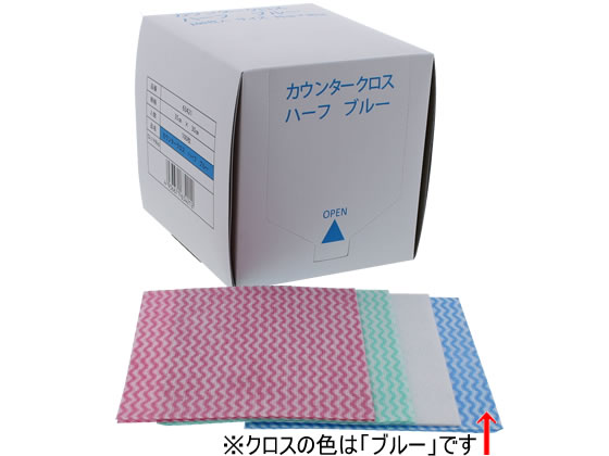 KCC カウンタークロス ハーフサイズ 35×30cm ブルー 100枚 1箱（ご注文単位1箱)【直送品】