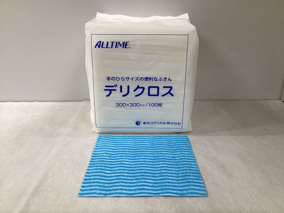 東京メディカル デリクロス 30×30cm ブルー 100枚 FT-6303 1袋（ご注文単位1袋)【直送品】