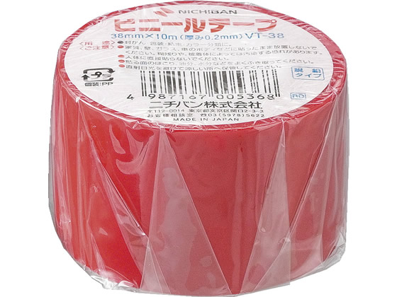 >【直送品】ニチバン ビニールテープ 赤 38mm×10m VT-381 1巻（ご注文単位1巻)