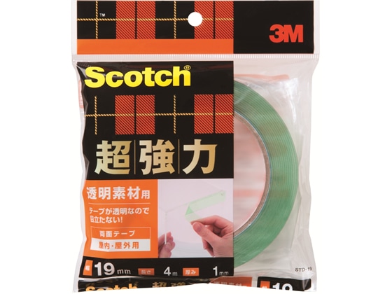 3M スコッチ超強力両面テープ 透明素材用 19mm×4.0m STD-19 1巻（ご注文単位1巻)【直送品】