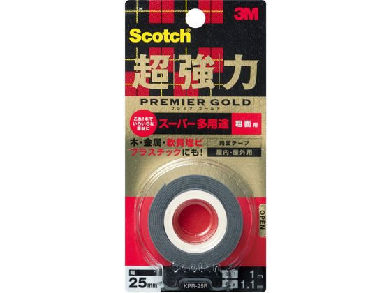 >【直送品】3M スコッチ 超強力両面テープ プレミアゴールド粗面用25mm×1m 1巻（ご注文単位1巻)