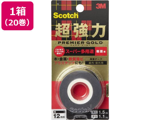 【直送品】3M スコッチ 超強力両面テープ プレミアゴールド粗面用12mm 20巻 1箱（ご注文単位1箱)
