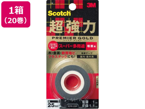 3M スコッチ 超強力両面テープ プレミアゴールド粗面用25mm 20巻 1箱（ご注文単位1箱)【直送品】