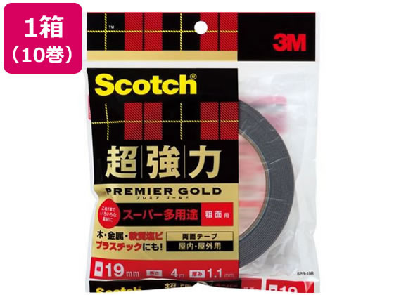 【直送品】3M スコッチ 超強力両面テープ プレミアゴールド粗面用19mm 10巻 1箱（ご注文単位1箱)