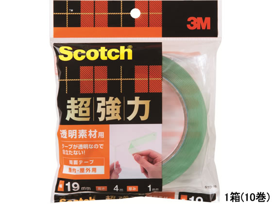 【直送品】3M スコッチ 超強力両面テープ 透明素材用 19mm×4m 10巻 1箱（ご注文単位1箱)