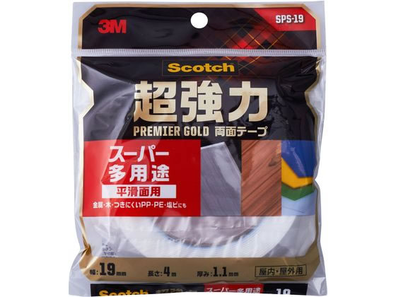 3M スコッチ 超強力両面テープスーパー多用途 19mm×4m SPS-19 1巻（ご注文単位1巻)【直送品】