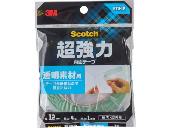 >【直送品】3M スコッチ超強力両面テープ 幅12mm×4m 1巻 STD-12 1巻（ご注文単位1巻)