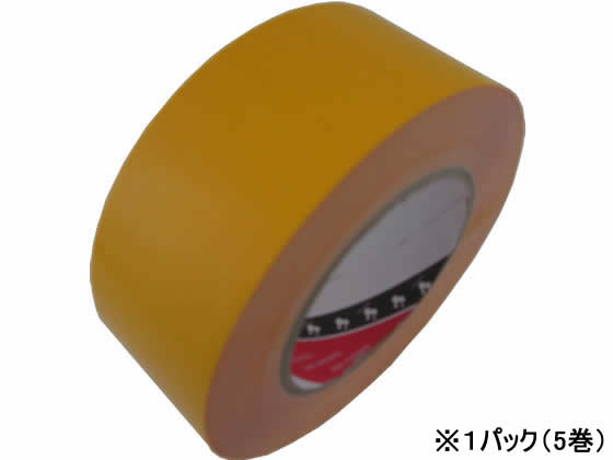 【直送品】脱塩ビ ラインテープ 50mm×50m 黄 5巻 1パック（ご注文単位1パック)