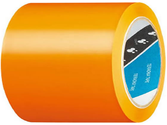 【直送品】半硬質塩ビラインテープ 100mm×20m オレンジ 1巻（ご注文単位1巻)
