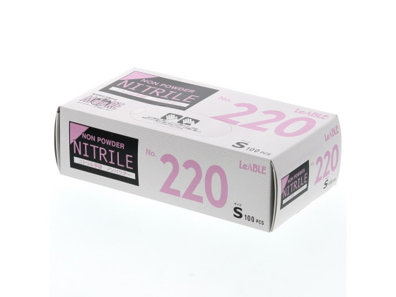 リーブル ニトリル手袋 ノンパウダー ホワイト S 100枚 220-S 1箱（ご注文単位1箱)【直送品】