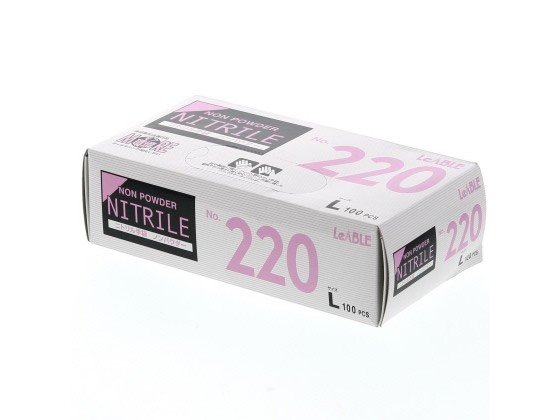 リーブル ニトリル手袋 ノンパウダー ホワイト L 100枚 220-L 1箱（ご注文単位1箱)【直送品】