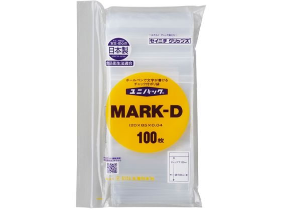 >【直送品】セイニチ ユニパック マーク付き 0.04mm MARK-D 100枚入 #6651644 1パック（ご注文単位1パック)