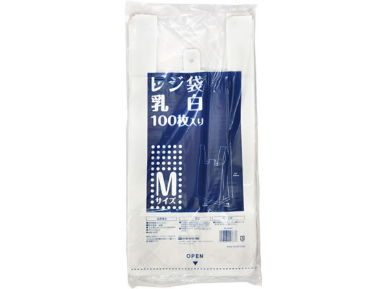 【直送品】レジ袋 乳白 M 100枚 1パック（ご注文単位1パック)
