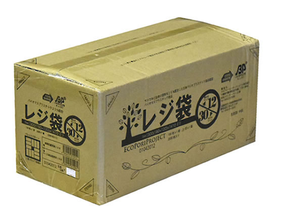 >【直送品】紺屋商事 バイオマス25%配合レジ袋(乳白) 12号 100枚×25袋 1箱（ご注文単位1箱)