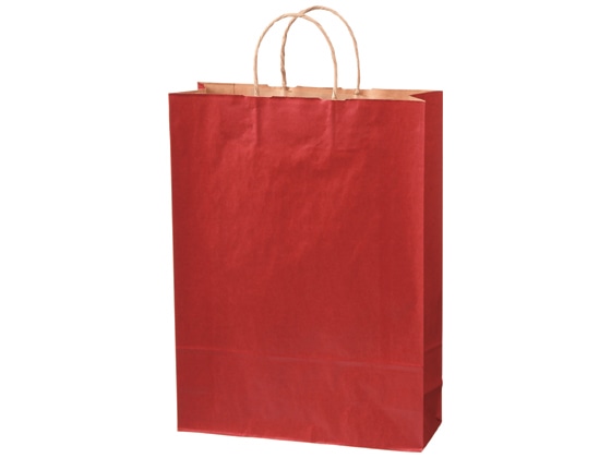 >【直送品】スーパーバッグ カラー紙手提げ袋 赤 L 50枚 92660150 1パック（ご注文単位1パック)