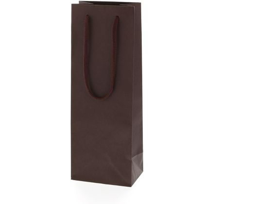 >【直送品】紙袋 カラーチャームバッグ ワインL 1本用 ブラウン 10枚 1束（ご注文単位1束)
