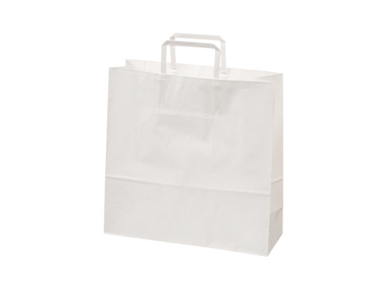 【直送品】スーパーバッグ 紙手提袋 白無地 平紐M 50枚 1パック（ご注文単位1パック)