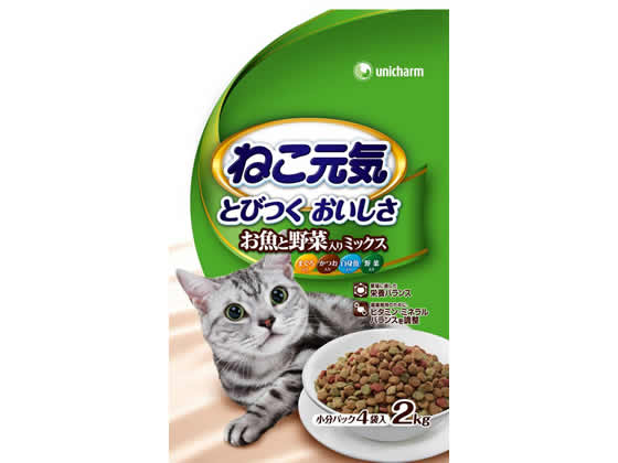 ユニチャームペットケア ねこ元気おいしさバランスお魚野菜ミックス2kg 1袋（ご注文単位1袋)【直送品】