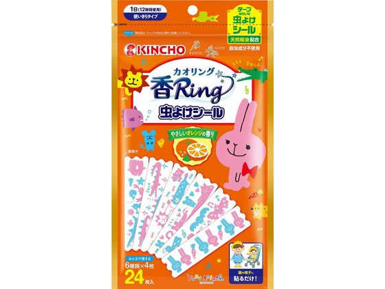 >金鳥 カオリング虫よけシール ゆるあにまる 24枚(6枚×4シート) 1パック（ご注文単位1パック）【直送品】