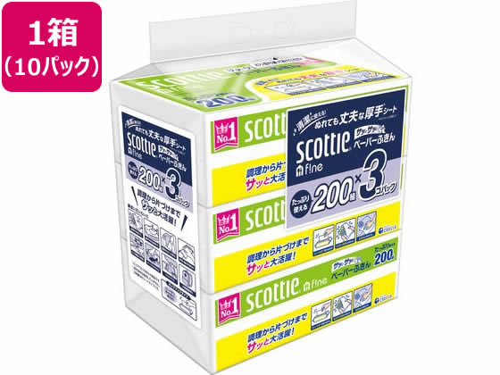 >クレシア スコッティ ファイン ペーパーふきん サッとサッと 3個入*10パック 1箱（ご注文単位1箱）【直送品】