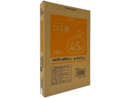 Forestway BOX型ゴミ袋薄手タイプ 半透明 45L 100枚 1箱（ご注文単位1箱）【直送品】