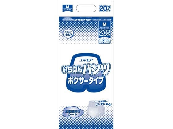 >カミ商事 エルモアいちばん パンツ ボクサータイプ M 20枚 1パック（ご注文単位1パック）【直送品】