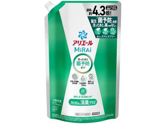 P&G アリエールミライ 消臭プラス 詰替 ウルトラジャンボサイズ 1.22kg 1個（ご注文単位1個）【直送品】