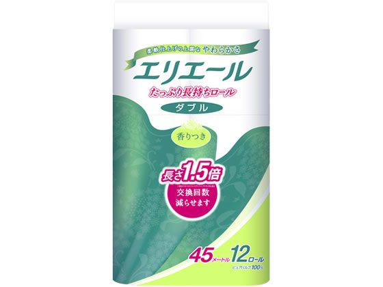 >大王製紙 エリエール トイレットティシュー 長持ち ダブル 45m 12ロール 1パック（ご注文単位1パック）【直送品】