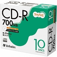 >TANOSEE バーベイタム データ用CD-R 700MB 48倍速 ホワイトワイドプリンタブル 5mmスリムケース SR80FPW10T2 10枚/袋（ご注文単位1袋）【直送品】