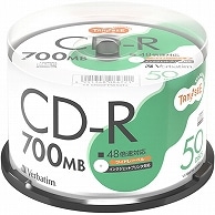 TANOSEE バーベイタム データ用CD-R 700MB 48倍速 ホワイトワイドプリンタブル スピンドルケース SR80FPW50T2 50枚 6袋/箱（ご注文単位1箱）【直送品】