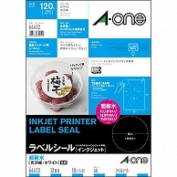 エーワン ラベルシール［インクジェット］ 超耐水光沢紙・ホワイト A4 12面 丸型60mmφ 64412 10枚/冊（ご注文単位1冊）【直送品】