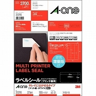 エーワン ラベルシール［プリンタ兼用］ キレイにはがせるタイプ マット紙・ホワイト A4 27面 62×31mm 四辺余白付 角丸 31290 100枚/冊（ご注文単位1冊）【直送品】