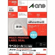 エーワン ラベルシール［プリンタ兼用］ キレイにはがせるタイプ マット紙・ホワイト A4 30面 53.3×25.4mm 四辺余白付 角丸 31260 100枚/冊（ご注文単位1冊）【直送品】